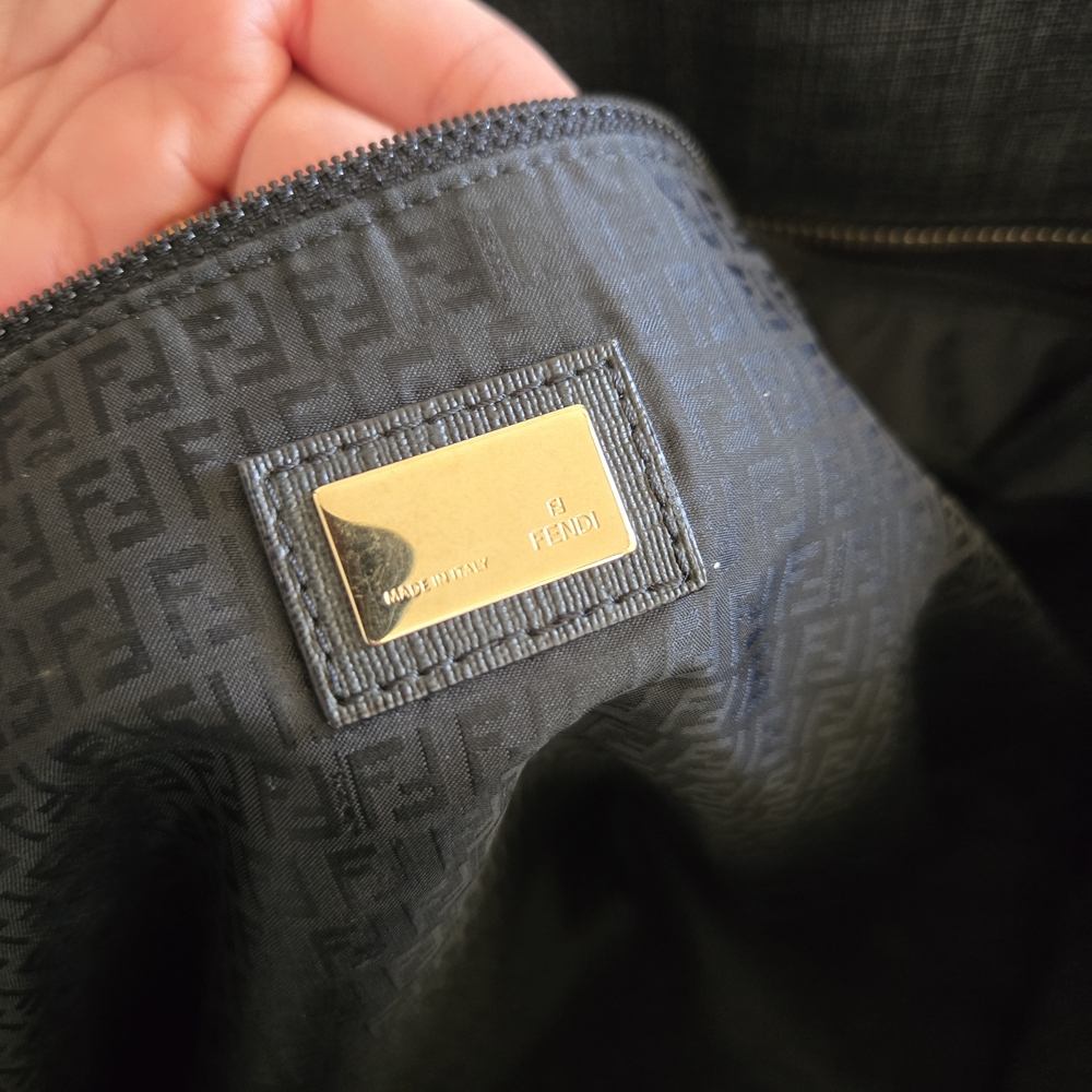 Fendi Black Leather-Trim Tote - Picture 8 of 11